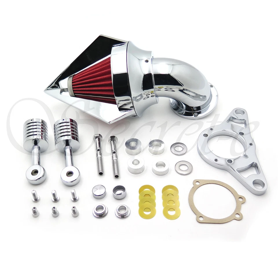 Filtro filtro de aire cromado para Harley Softail Fat Boy Dyna Street Bob Wide Glide Foto 2 de 4