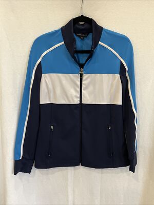 Boston Proper S Active Performance Jacket Full Zip Blue Navy White NWOT