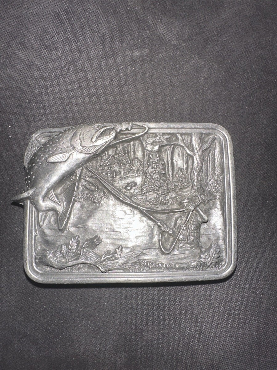 Vintage Bergamot Brass Works Belt Buckle Fly Fishing Sporting