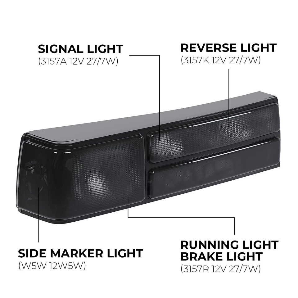 HECASA para Ford Mustang 1987-1993 lanternas traseiras lâmpadas de freio com lâmpadas fumê DOT/SAE - Imagem 2 de 4