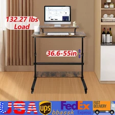 Rolling Standing Computer Desk Adjustable Height 36.6~55In+Four Universal Wheels
