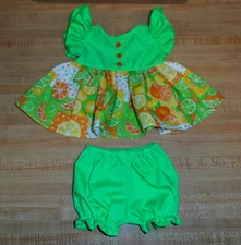 LIME LEMON ORANGE CITRUS  DRESS + PANTY SET for 16" CPK Cabbage Patch kids