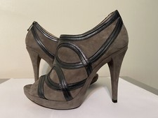 via spiga 7 new grey suede high hill open toe platform pump Italy retail. 250.00
