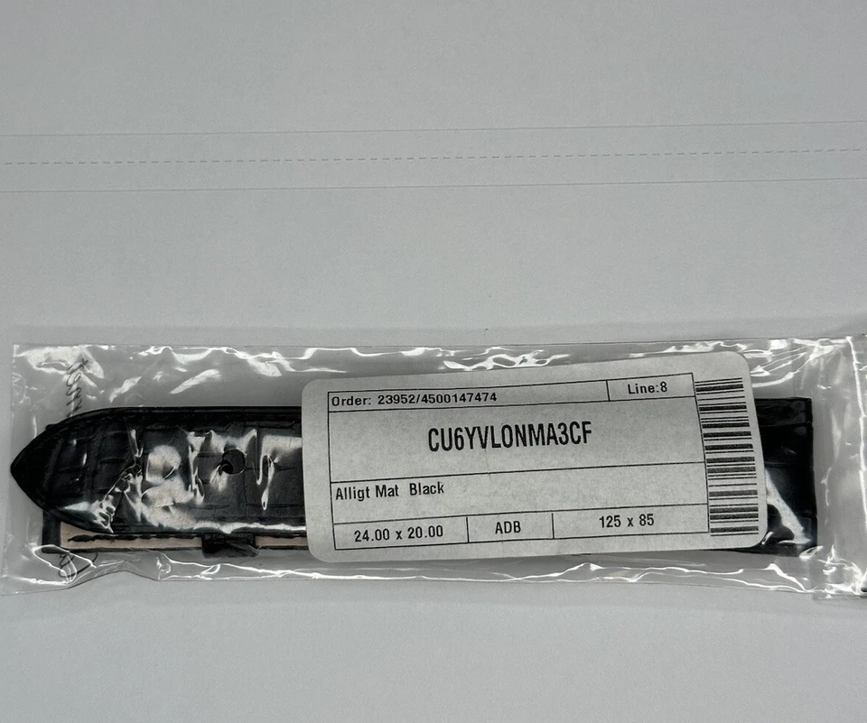 正品 BREGUET MARINE XXI 手表表带 黑色鳄鱼 全新 24 毫米 正品 — 第 3/4 张图片