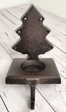 Cast Iron Christmas Tree Stocking Holder Votive Holder Mantle Primitive Style