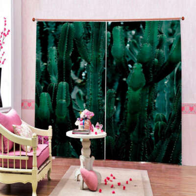Cactus In The Desert 3D Curtain Blockout Photo Printing Curtains Drape Fabric