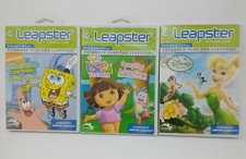 Lot of 3 LeapFrog Leapster Video Games w/Original Cases - SpongeBob/Dora/Disney