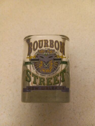 New Orleans Bourbon Street Shot Glass - French Quarter Masks Square Shaped - Picture 1 of 4