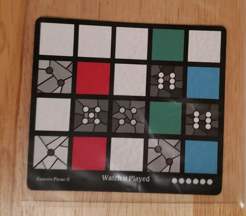 Sagrada Board Game: Promo 5 – Watched Watch It Played Window Pattern Card MINT