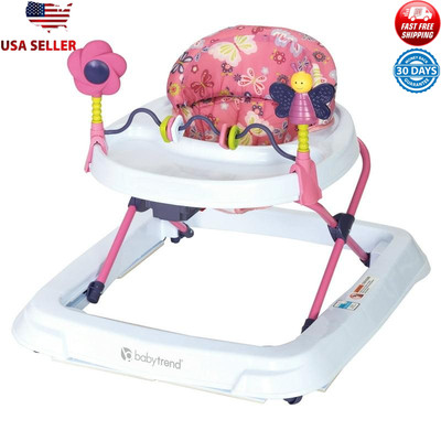 Adjustable Baby Walker W/ Interactive Toys & High-Back Seat Emily Walker New