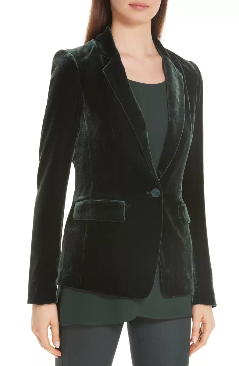 NEW Lafayette 148 New York Lyndon Velvet Blazer - Green - Size 10 | eBay