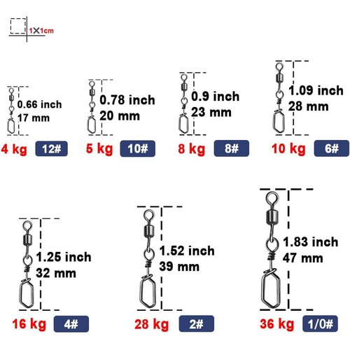25/50/100PC Fishing Swivel Snap Coastlock Brass Rolling Swivel Interlock Clips - Picture 15 of 20