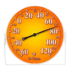 104-1512B La Crosse 5" Indoor/Outdoor Dial Thermometer with Bracket - Yellow