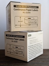 3PK Non-OEM Fits BROTHER DK-2205 Continuous Thermal Labels - 3 Rolls of 100'