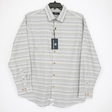 Hart Schaffner Marx Long Sleeve Shirt XL White Blue Black Tan Striped NWT 89.50