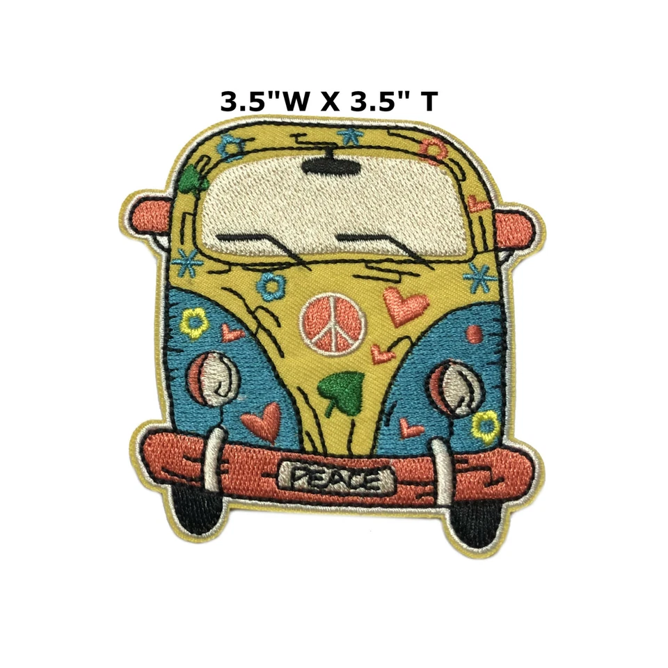 Peace Van 70s hippie retro boho weed love applique iron-on embroidered patch new - Image 2 of 4