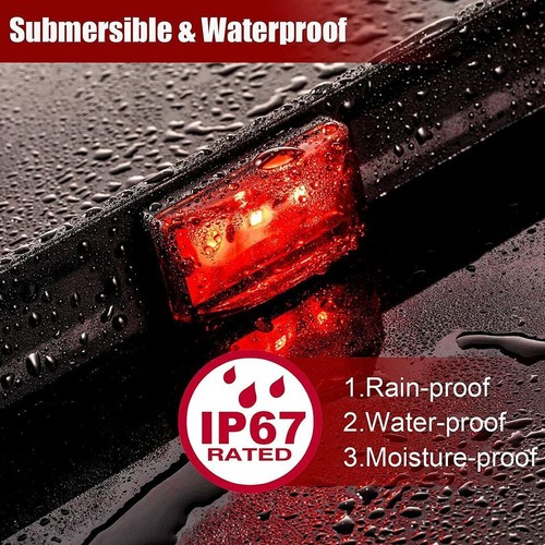 12V Red LED Stainless Rear Clearance ID Marker Light Bar Truck Trailer Tail Lamp - Picture 6 of 14