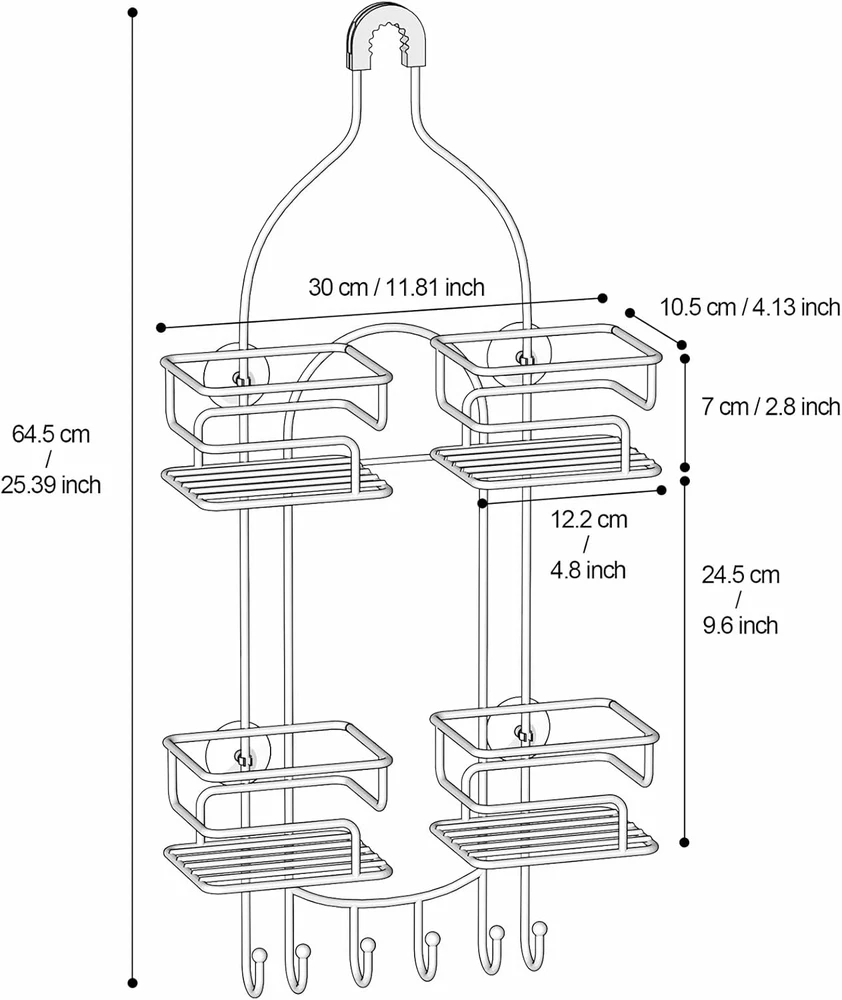 Shower Caddy Hanging over Head, Bathroom Shower Organizer Shower Rack Holder wit
