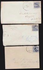 US 114 x 3 1869 3c Locomotive on Cover Lot of 3 (041)