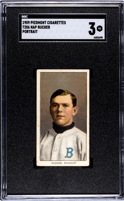 1909 T206 Piedmont Cigarettes Nap Rucker - SGC 3 VG BEAUTY