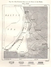 Curonian Lagoon Kurische Haff & Neman delta. Russia. Sketch map 1885 old