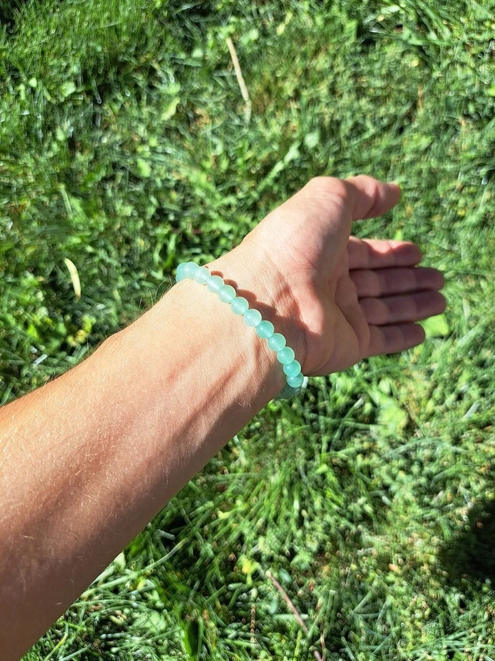 A+ Grün Aventurin Glück & Wohlstand Runde Perlen Unisex Dehnbar Armband 6-8 Zoll - Bild 4 von 4