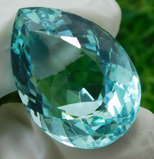 Aquamarine 56.55 Ct. Ocean Blue Pear Cut Faceted Loose Gemstone 4 Ring  Pendant