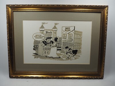 Wunderschöne Peter Maddocks Cartoonist montierte gerahmte Skizze (3) - 51 cm x 38 cm