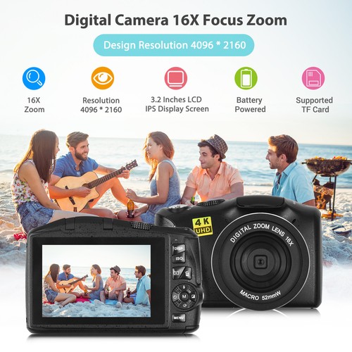 4K/60FPS 48MP Digital Camera Camcorder With 2 Batteries Kit Video Recording U7H2 - Picture 2 of 12