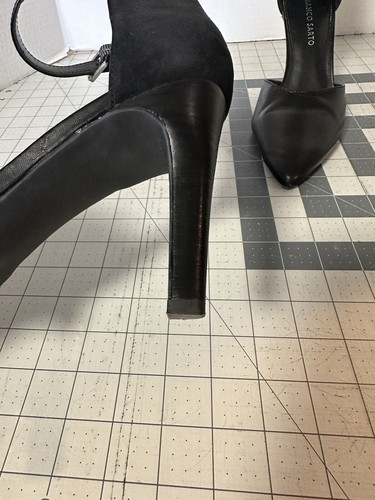 Franco Sarto Azure2 Sz 9 Black Leather Suede Ankle Strap Pumps Stiletto Heels 3” - Picture 12 of 21