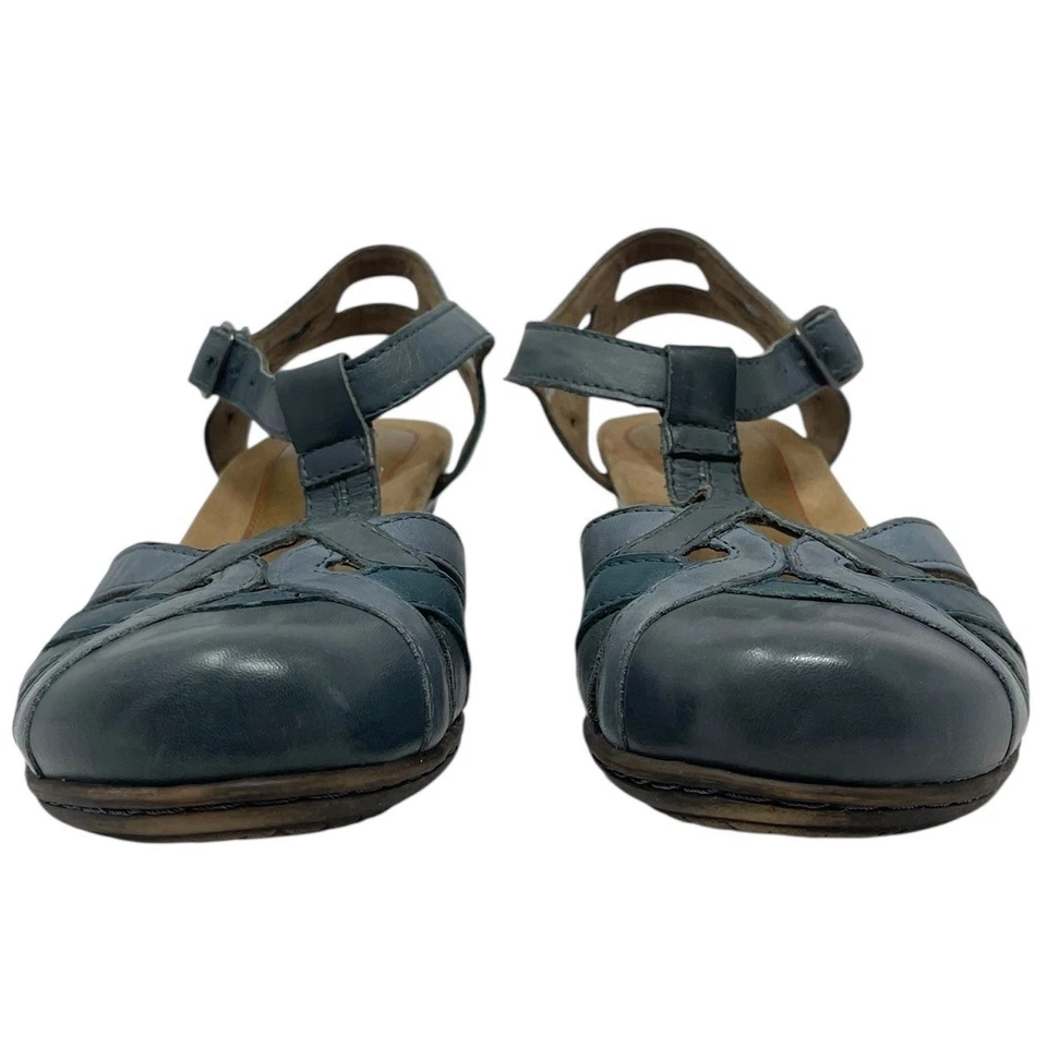 Rockport Cobb Hill “Aubrey” Sandal Women’s 10M Blue Leather T-Strap Mary Jane - Image 2 of 4