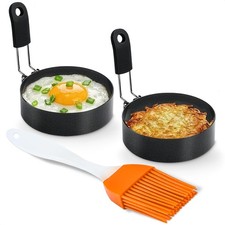 Set of 2 Large Egg Rings for Frying Eggs, 2.89" Non-Stick Carbon Steel