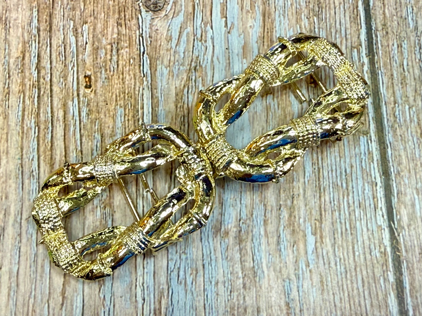 Bamboo Knotted Interlocking Two Piece Vintage Gol… - image 19