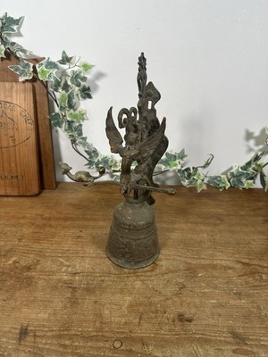 Vintage Kloster Messing Glocke Wandhalterung verziert alte getragene Patina - Zug fehlt