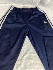 Adidas Youth XL Blue with White Three Stripe Athletic Track Joggers Lounge Pants