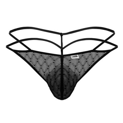 Mens Underwear: CandyMan 99903 Geometric Mesh Thongs