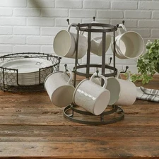 New Tabletop Mug Rack in rustic metal - 10 Cup