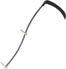 Scythe with Grinding Stone - 57.1" Garden Tool with Steel Blade and Wooden Grips
