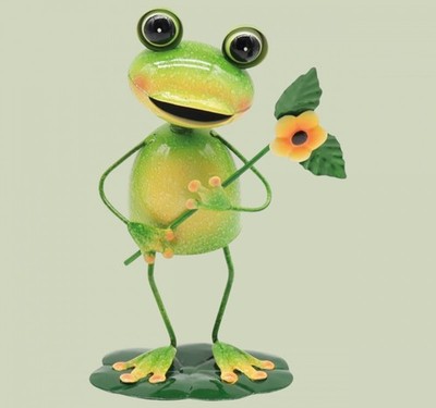 Frosch Dekofigur  aus Metall  lustige Frösche mit verschiedenen Motiven
