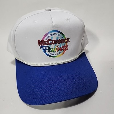 Vintage McCormick Paints SnapBack  90s White Blue Dad Hat Trucker