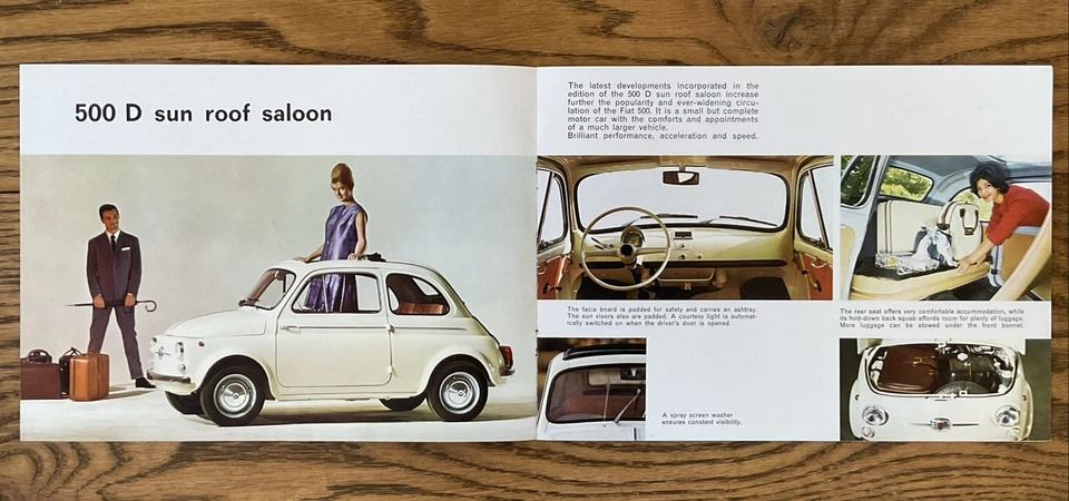 Fiat 500 D 1963-65 UK Market Sales Brochure Saloon & Giardiniera - Excellent - Image 3 of 4