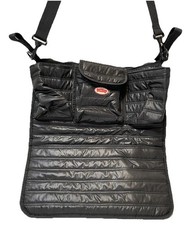 Nuby Black Quilted Multi Compartment Stroller CarSeat Back Accessory Bag 16 x 14