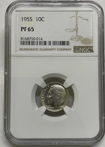 1955 Roosevelt Dime 10c NGC PF65 Proof 90% Silver
