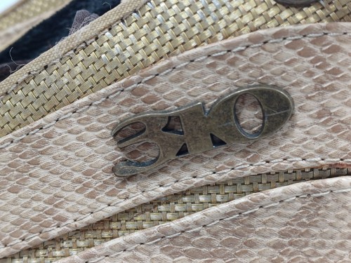 310 Scarpe Moto Vintage Uomo UK 9 EU 43 US 10 Beige Effetto Pelle di Serpente - Foto 11 di 24