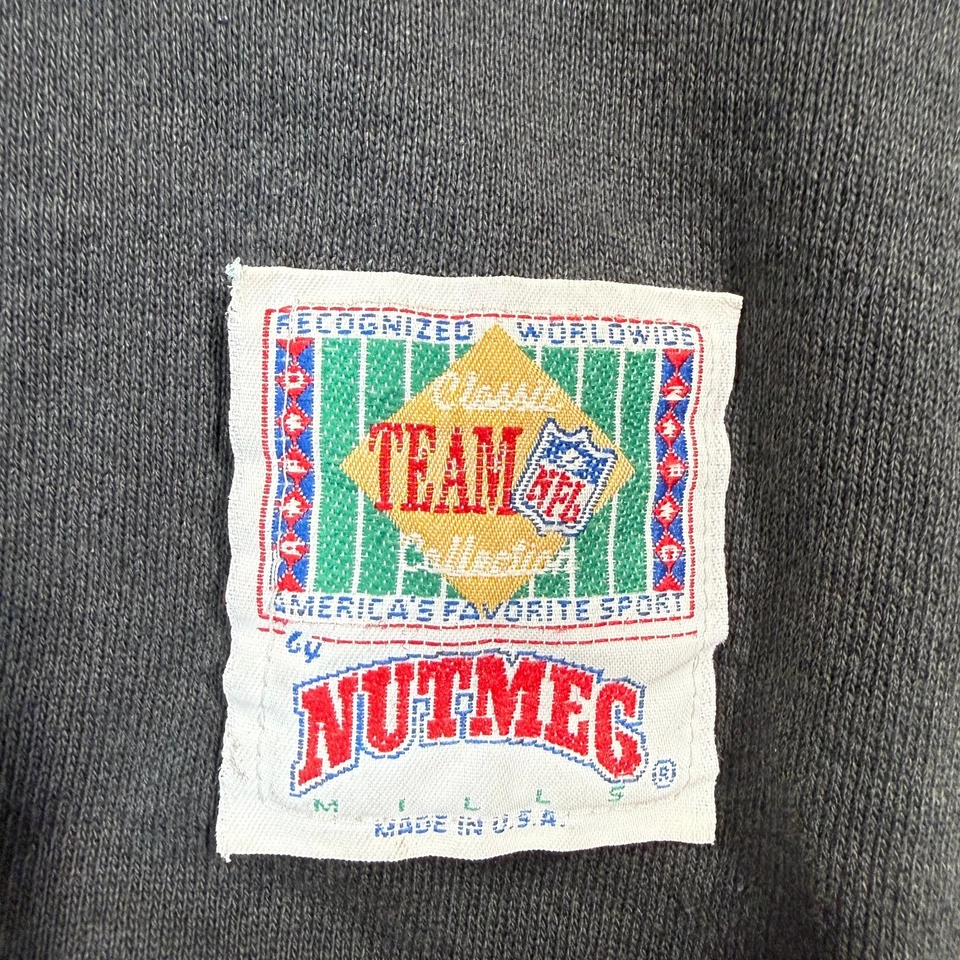 Nutmeg Sweatshirt Mens Large Black Raiders NFL Crewneck Vintage Made USA - Image 2 of 4