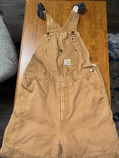 Carhartt Brown Lined Canvas Bib Overalls Size 12 OX8620-B