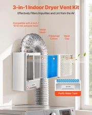 3 in 1 Indoor Dryer Vent Kit with Water Drawer – Fits 4 Inch Exhaust Port | Easy