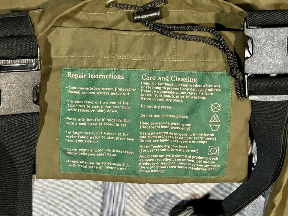 Orvis Fly Fishing Waders Green Nylon Stocking Soft Foot Sz Medium W/ Suspenders - Image 3 of 4