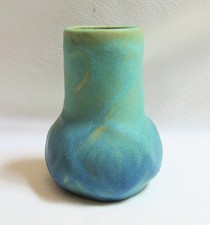 1920's Teal Blue & Cobalt Blue Overspray Van Briggle Art Pottery #645 Vase