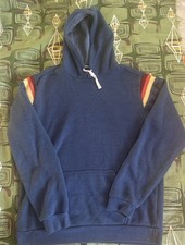 Granatowa warstwa banks bluza z kapturem męska duża niebieski sweter retro tęcza wyprodukowana w USA